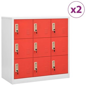 Cacifos 2 pcs 90x45x92,5 cm aço cinzento-claro e vermelho