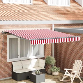 vidaXL Toldo Retrátil Manual Vermelho e Branco 300x250 cm