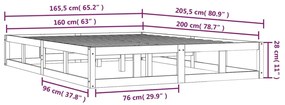 Estrutura de cama 160x200 cm madeira maciça branco