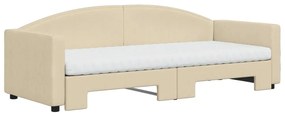 Sofá-cama c/ gavetão e colchões 80x200 cm tecido cor creme