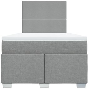 Cama boxspring com colchão 120x190 cm tecido cinzento-claro