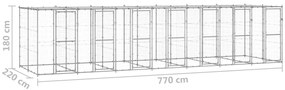 Canil de exterior com telhado 16,94 m² aço galvanizado