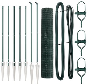 Cerca Euro com 7 Postes com Espinhos 1,6x10 m Aço Galvanizado Verde