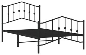 Estrutura de cama com cabeceira e pés 100x190 cm metal preto