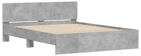 Estrutura de cama com cabeceira 140x200 cm cinzento cimento