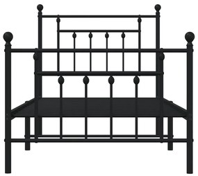 Estrutura de cama com cabeceira e pés 90x190 cm metal preto