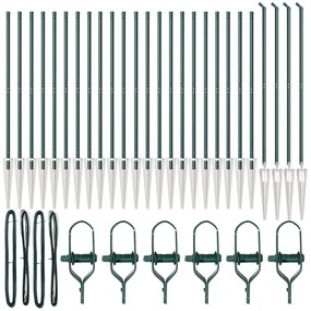 Postes de Cerca vidaXL com Ponta 26 pcs Ø32 mm 170 cm Aço Galvanizado