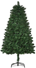 HOMCOM Árvore de Natal Artificial 150cm Ignífuga com 454 Ramas com 2 Tipos de Pontas de PVC e Base de Aço Decoração de Natal para Interiores Verde