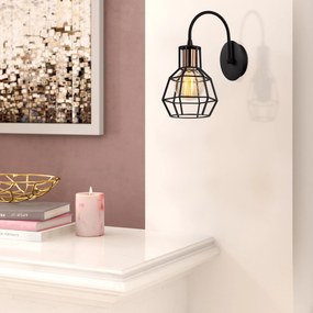 Aplique de Parede Kapadokya – Preto e Bronze – Diâmetro 17 cm, Altura