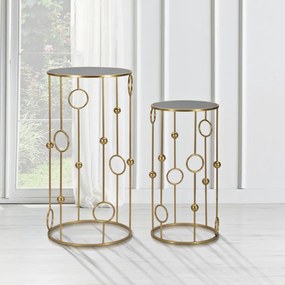 CONJUNTO DE 2 MESAS APOIO Ø 50X100-40X80 CM DOURADO