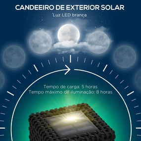 Candeeiro Solar de Jardim – 15,5x15,5x47 cm – Preto – Luz LED Quente c