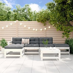 vidaXL 6 pcs conjunto lounge de jardim pinho maciço branco