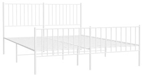 Estrutura de cama com cabeceira e pés 160x200 cm metal branco