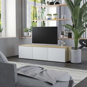 vidaXL Móvel de TV derivados de madeira branco e carvalho sonoma