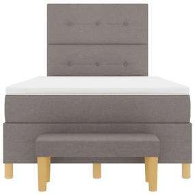 Cama Box com Colchão e Banco vidaXL Taupe 120x200 cm Tecido