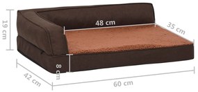 Cama para cães ergonómica 60x42cm aspeto linho pelúcia castanho