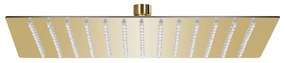 Cabeça de chuveiro quadrada 25x25 cm aço inoxidável dourado