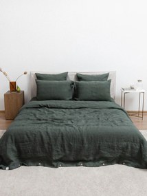 Conjunto de roupa de cama em linho Forest Green, conjunto de 2