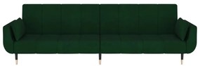 Sofá-cama 2 lugares com duas almofadas veludo verde-escuro