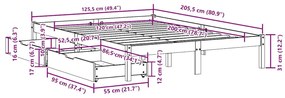 Cama sem colchão 120x200 cm madeira de pinho maciça branco