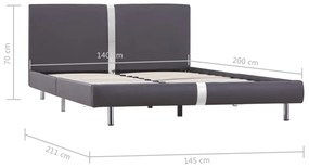Estrutura de cama 140x200 cm couro artificial cinzento