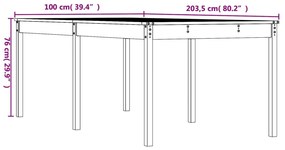 Mesa de jardim 203,5x100x76 cm pinho maciço castanho-mel