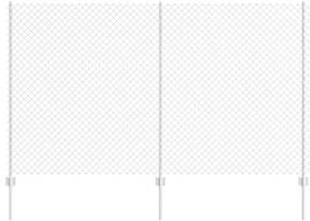 Cerca de Chain Link com 20 U Posts Prateado 1.4x10 m Aço