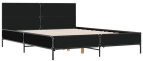 Estrutura de cama 160x200 cm derivados de madeira/metal preto