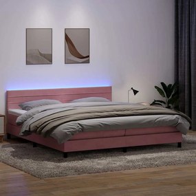 Cama com molas colchão 200x210 cm veludo rosa