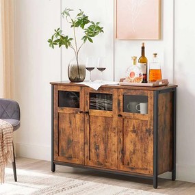 Aparador 100 x 35 x 75 cm castanho vintage-preto