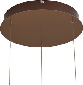 Candeeiro Suspenso de Design Ouro Rosa com Vidro Âmbar, LED Integrado Regulável em 3 Passos, 3 Luzes, Easylift - Fiera