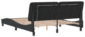 Estrutura de cama c/ luzes LED 160x200 cm veludo preto
