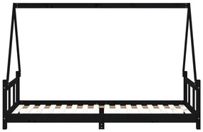 Estrutura de cama infantil 90x200 cm pinho maciço preto