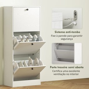 Sapateira Estreita com 3 Portas Sapateira para Entrada com Prateleiras Ajustáveis para 12 Pares de Sapatos 47x28x115 cm Branco