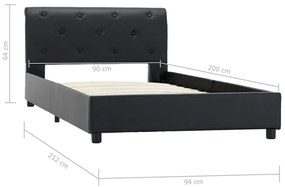 Estrutura de cama 90x200 cm couro artificial preto