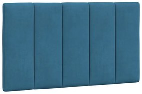 Estrutura de cama c/ luzes LED 90x190 cm veludo azul