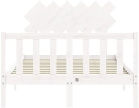 Cama sem colchão 120x200 cm madeira de pinho maciça branco