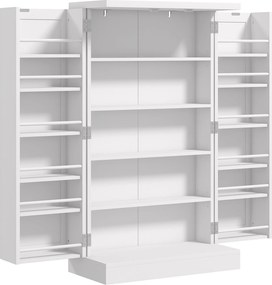 Armário de Cozinha Armário Despensa Cozinha com 2 Portas 16 Prateleiras Aparador Moderno 60x30x104 cm Branco