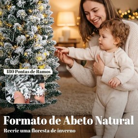 Árvore de Natal Nevada com 100 Luzes LED 120 cm 8 Modos 180 Ramos Verde e Branco