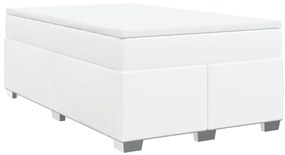 Cama com molas/colchão 120x200 cm couro artificial branco