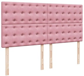 Cama com molas/colchão 200x200 cm veludo rosa