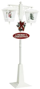 Candeeiro de rua c/ Pai Natal 81x40x188cm PVC branco e vermelho