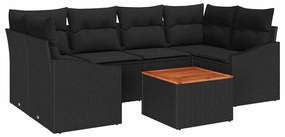 Conjunto de Sofá de Jardim 7 pcs Preto 55 x 55 x 37 cm