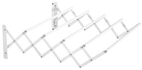 HOMCOM Estendal de Parede Extensível de 63,5cm de Metal com 5 Barras para Interior e Exterior Carga 10kg 63,5x60x20cm Branco