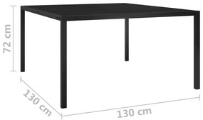 Mesa de jardim 130x130x72 cm aço e vidro preto