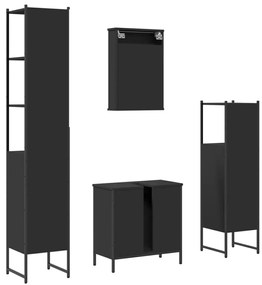 4 pcs conjunto móveis casa de banho derivados de madeira preto