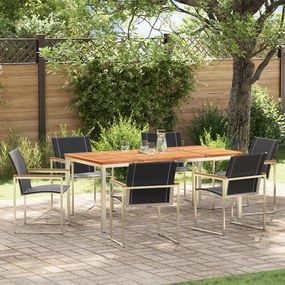 Conjunto de Jantar para Jardim vidaXL com 7 Peças em Madeira de Acácia