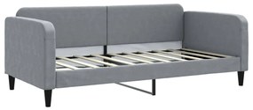 Sofá-cama com colchão 90x190 cm tecido cinzento-claro