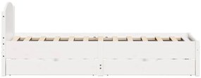 Cama sem colchão 100x200 cm madeira de pinho maciça branco