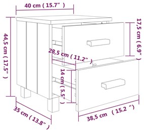 Mesas cabeceira HAMAR 2 pcs 40x35x44,5 pinho maciço cinza-claro